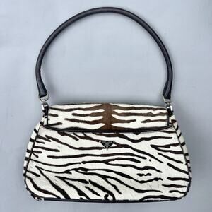 Prada Vintage Zebra Design Pony Hair Shoulder Bag